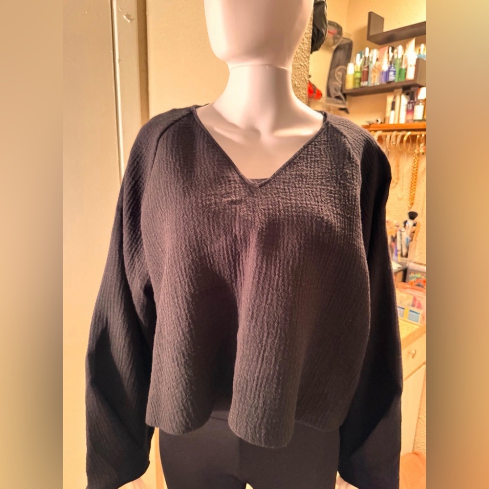 Zara Black Textured Women's Top
